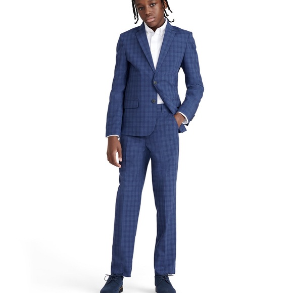Nautica Big Boys Chalk Striped Check Suit, 2 Piece Set - Picture 5 of 7